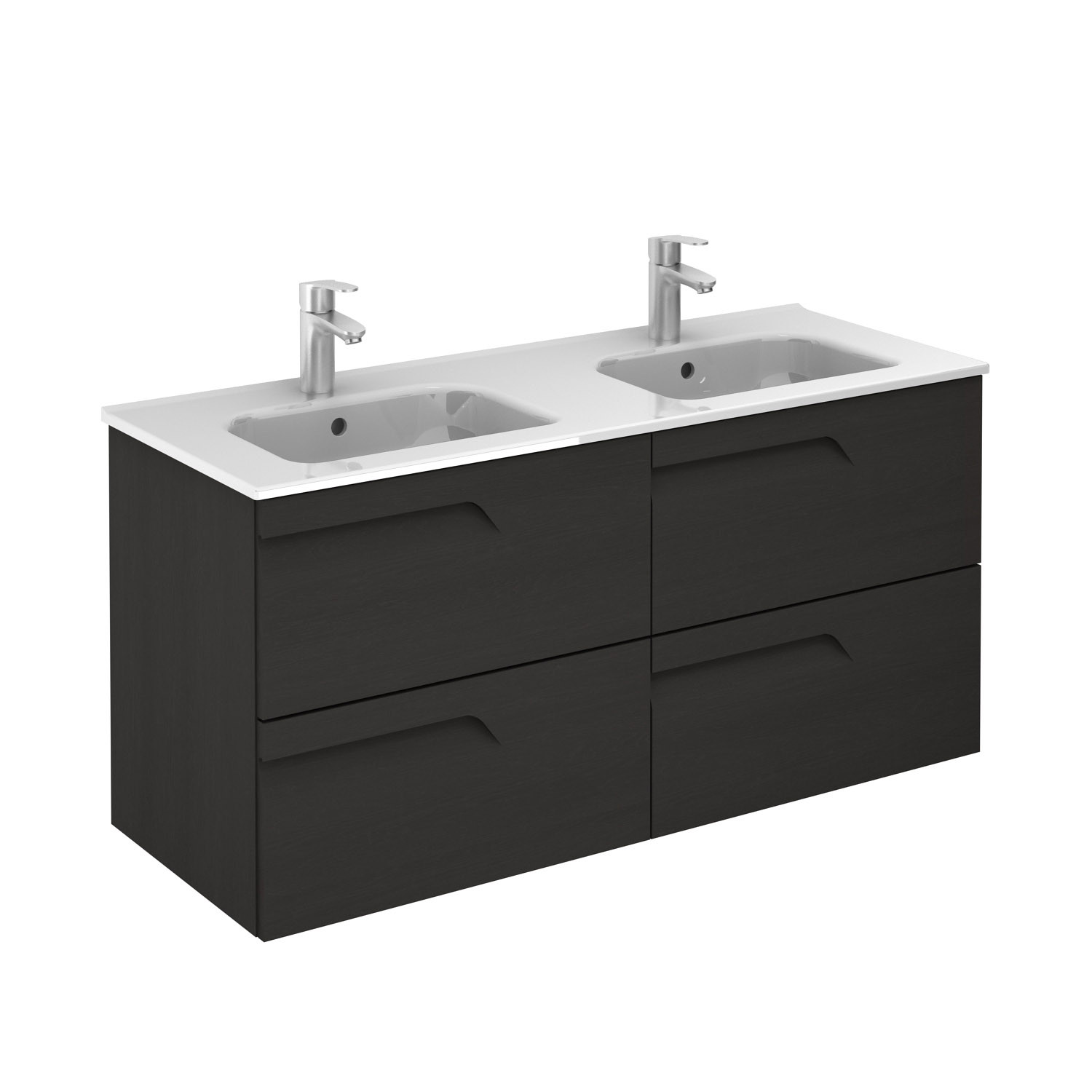 Vitale 1200mm 4 Drawer Double Basin, Double Sink Vanity Units Uk
