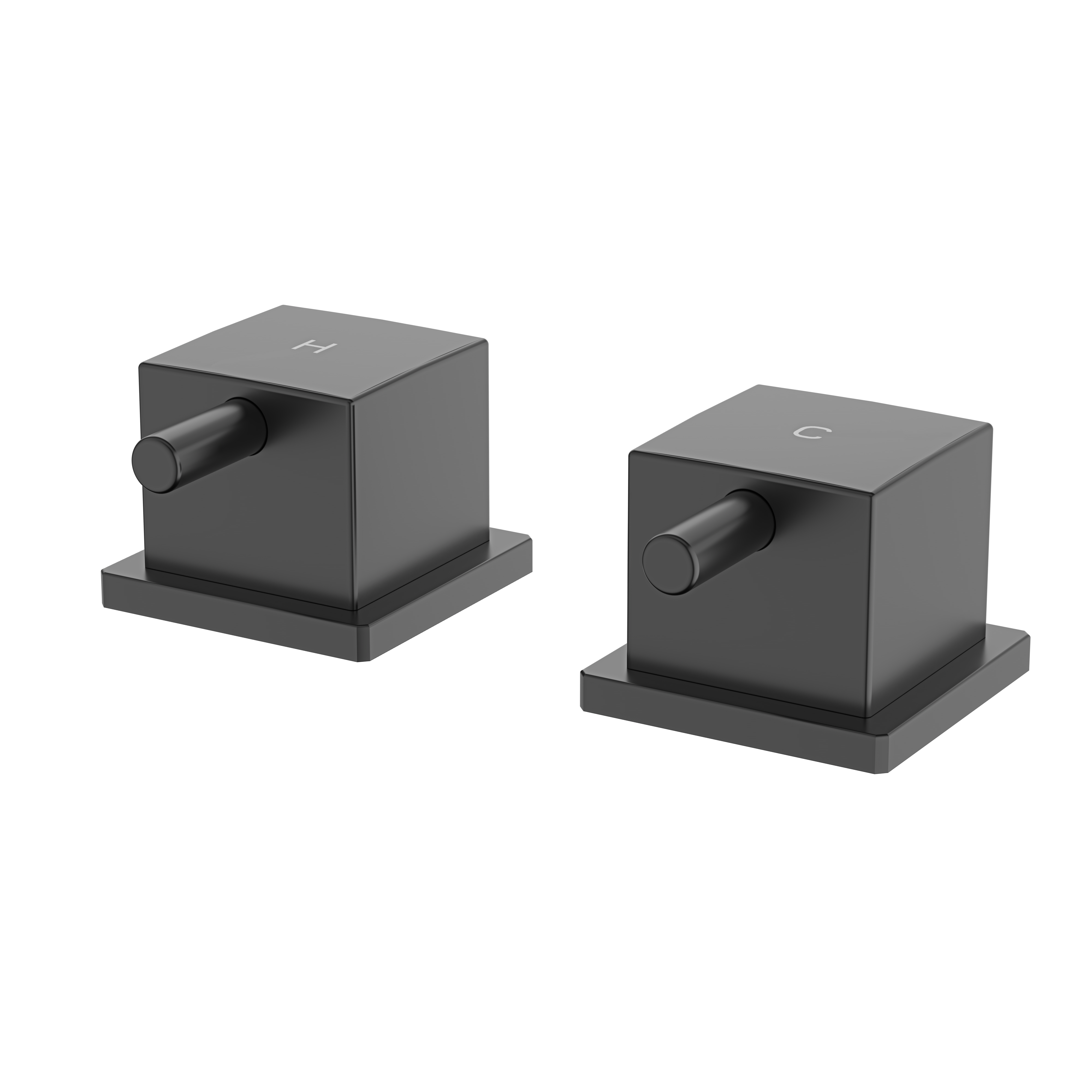 Square Deck Mounted Side Valve Matt Black