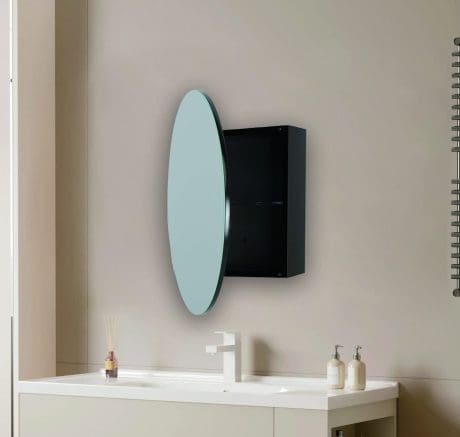 Luna Round Mirror Cabined – Matt Black