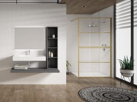 Velar Clear Walk-In 1200Mm Brushed Brass