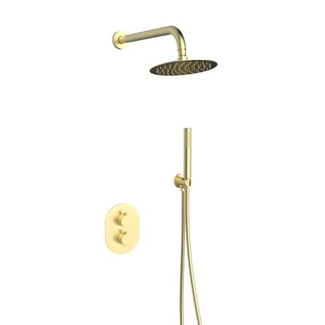 New Mineral Round Shower Pack Brush Brass