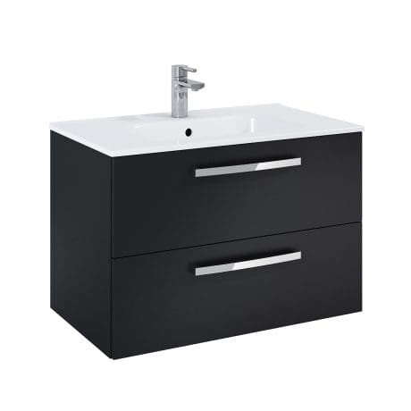 Aquatrend 800 W/Hung Vanity Unit & Basin  Matt Carbon