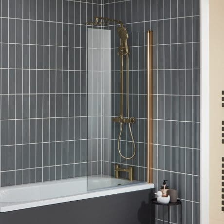 Brush Brass Frame Bath Screen 800X1400 6Mm