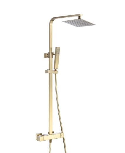 Plaza Thermo Square Shower Brushed Brass