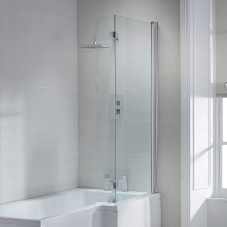 L Shape Bath Screen With Rail 6Mm