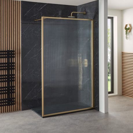 Velar Fluted Walk-In 1200Mm Brushed Brass