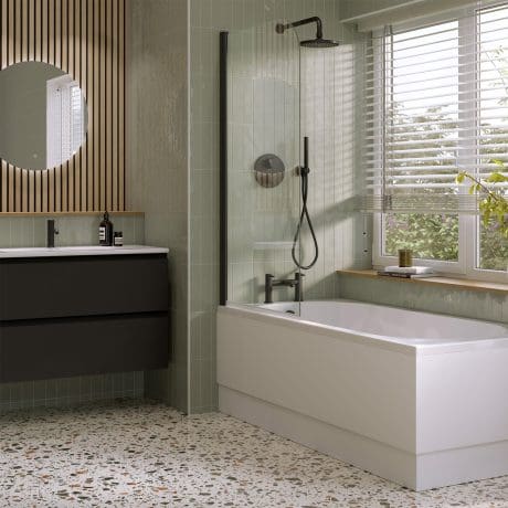 Arch Bath Screen 6Mm 800X1400 Blk