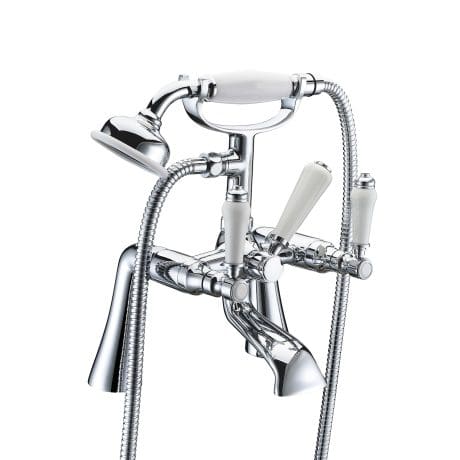 White Lever Bath Shower Mixer Chrome
