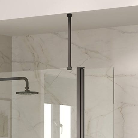 WETROOM GLASS TO CEILING ARM BLACK