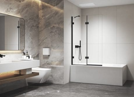 Aria Frameless Bath Screen 1400X900 Black