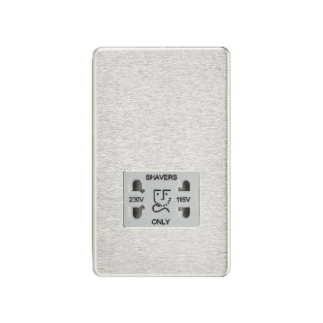 Shaver Socket Polish Chrome & Grey Insert